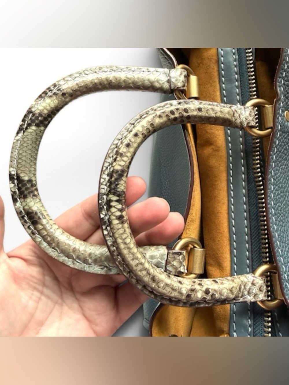 Coach Made to Order Light Denim Rogue w/ Python Handles - Style No. 59997 - Picture 10 of 16
